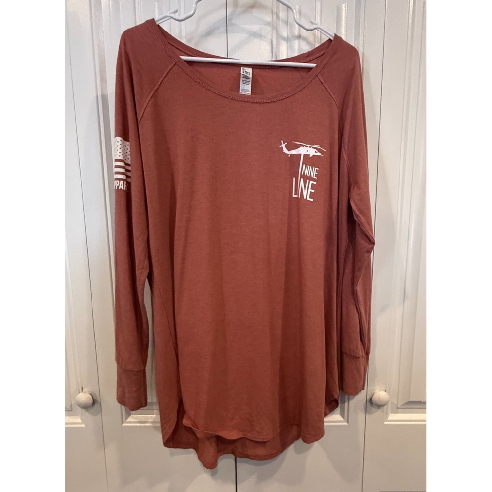 Nine Line Apparel Long Sleeve T-Shirt XXL Heather Mauve Patriotic American Flag